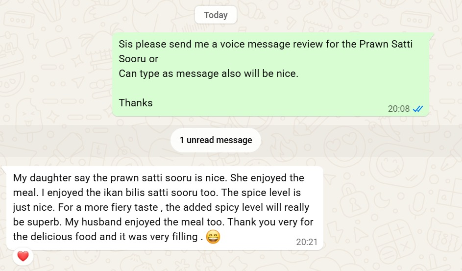 WhatsApp review — Prawn & Ikan Bilis Satti Sooru